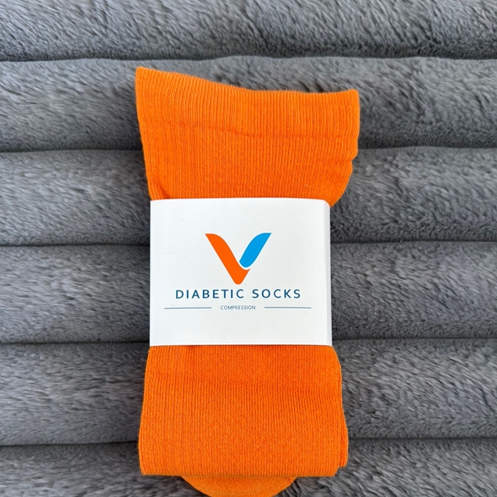 Viasox Diabetic Compression Orange Casual Socks for Everyday Comfort